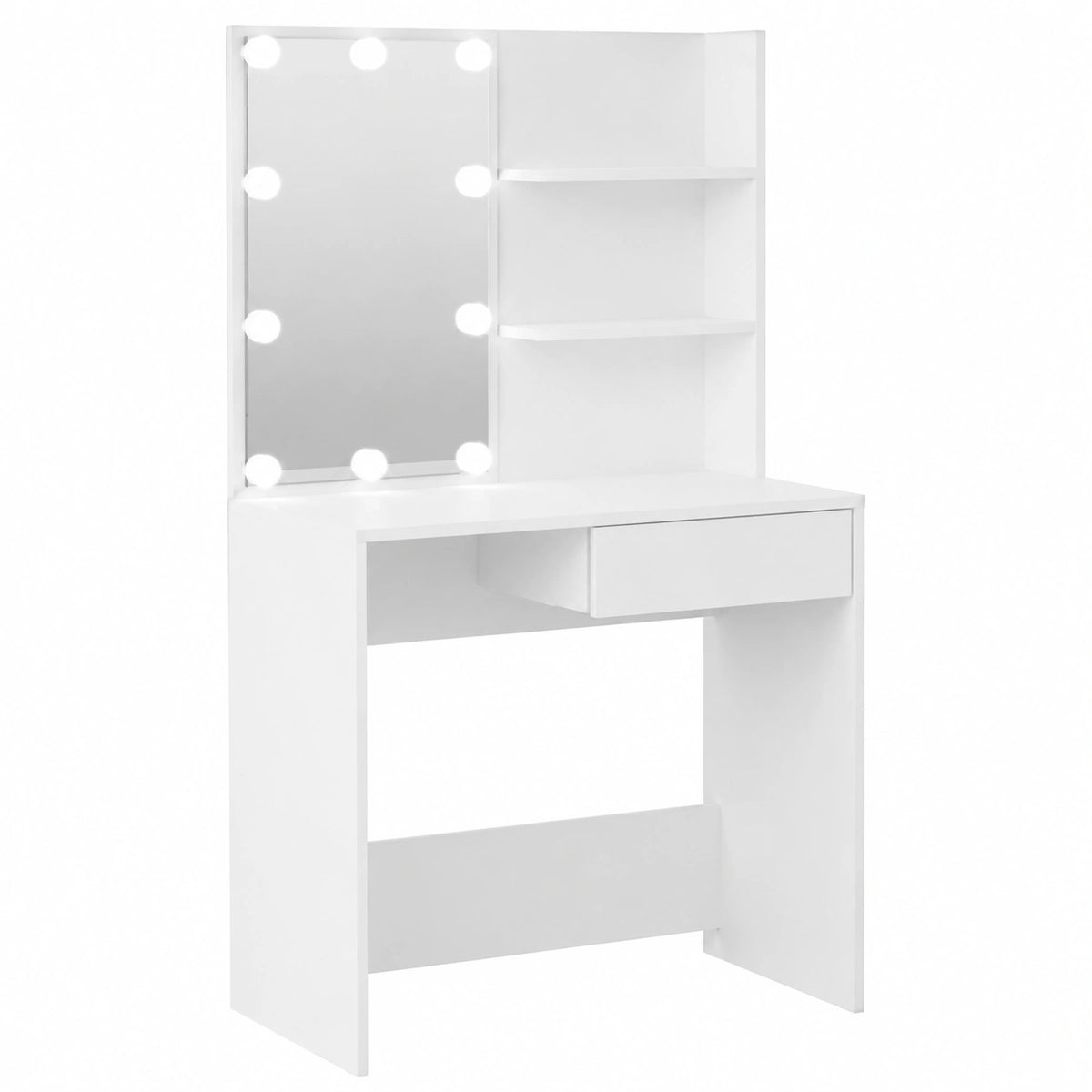 Mesa de Maquillaje LED con Espejo y Almacenamiento 74,5x40x141 cm Blanco