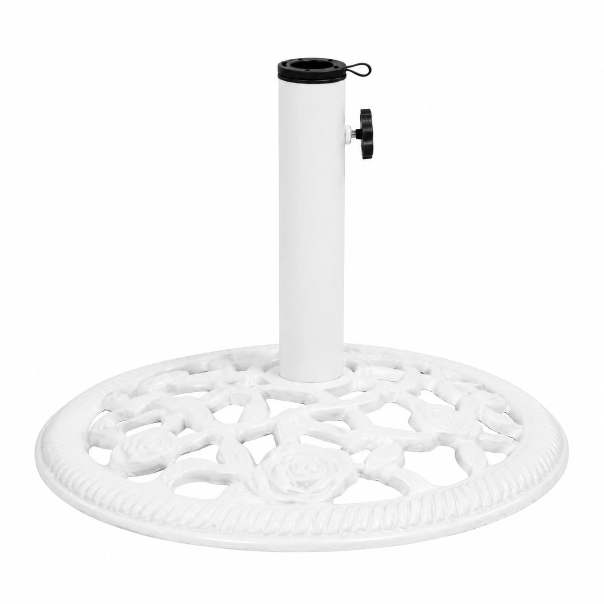 Base de Sombrilla Blanca de Hierro Fundido 12 kg, 48 cm, Soporte para Exterior