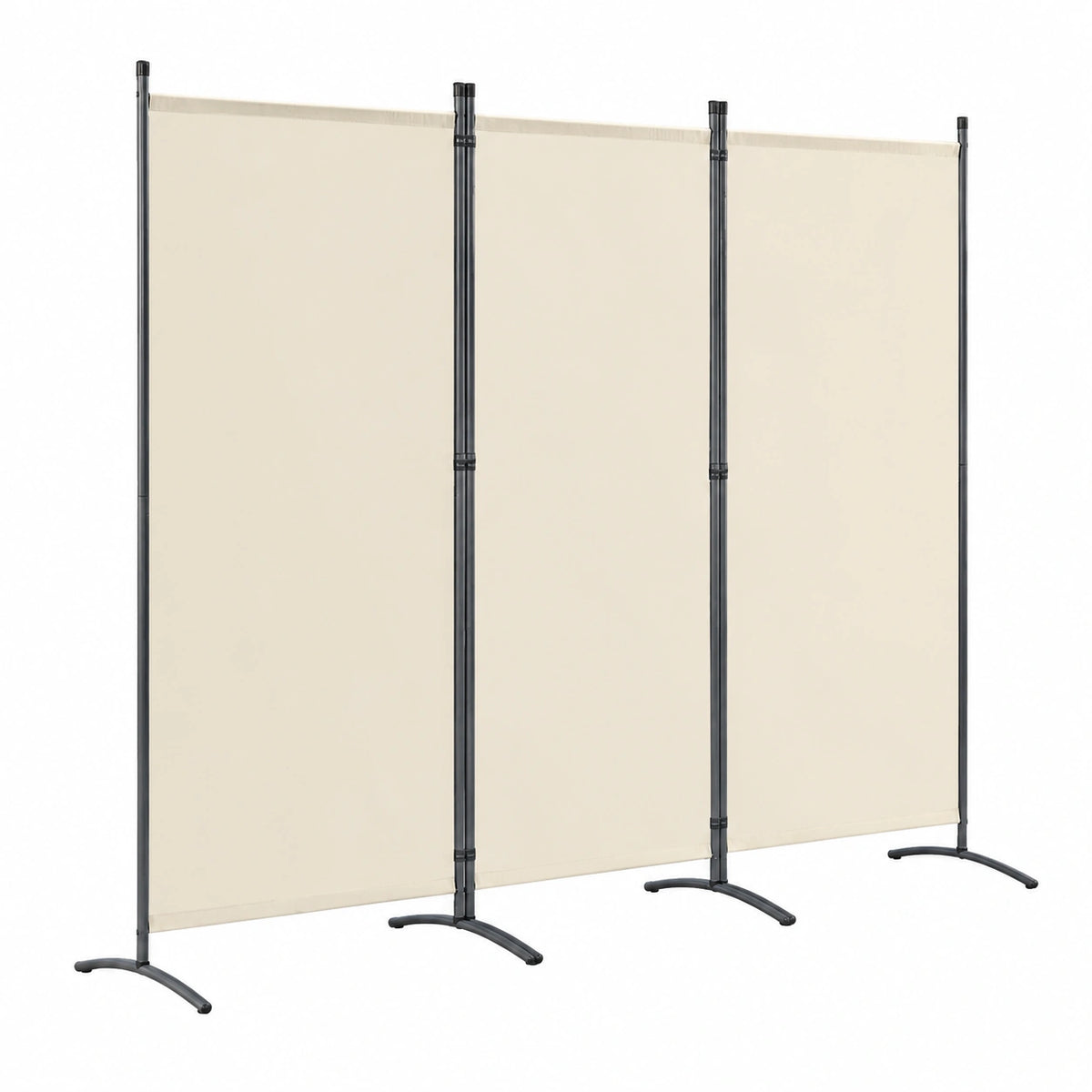 Biombo de Madera 3 Paneles Plegable, Divisor de Espacios Elegante 243x169 cm, Color Beige