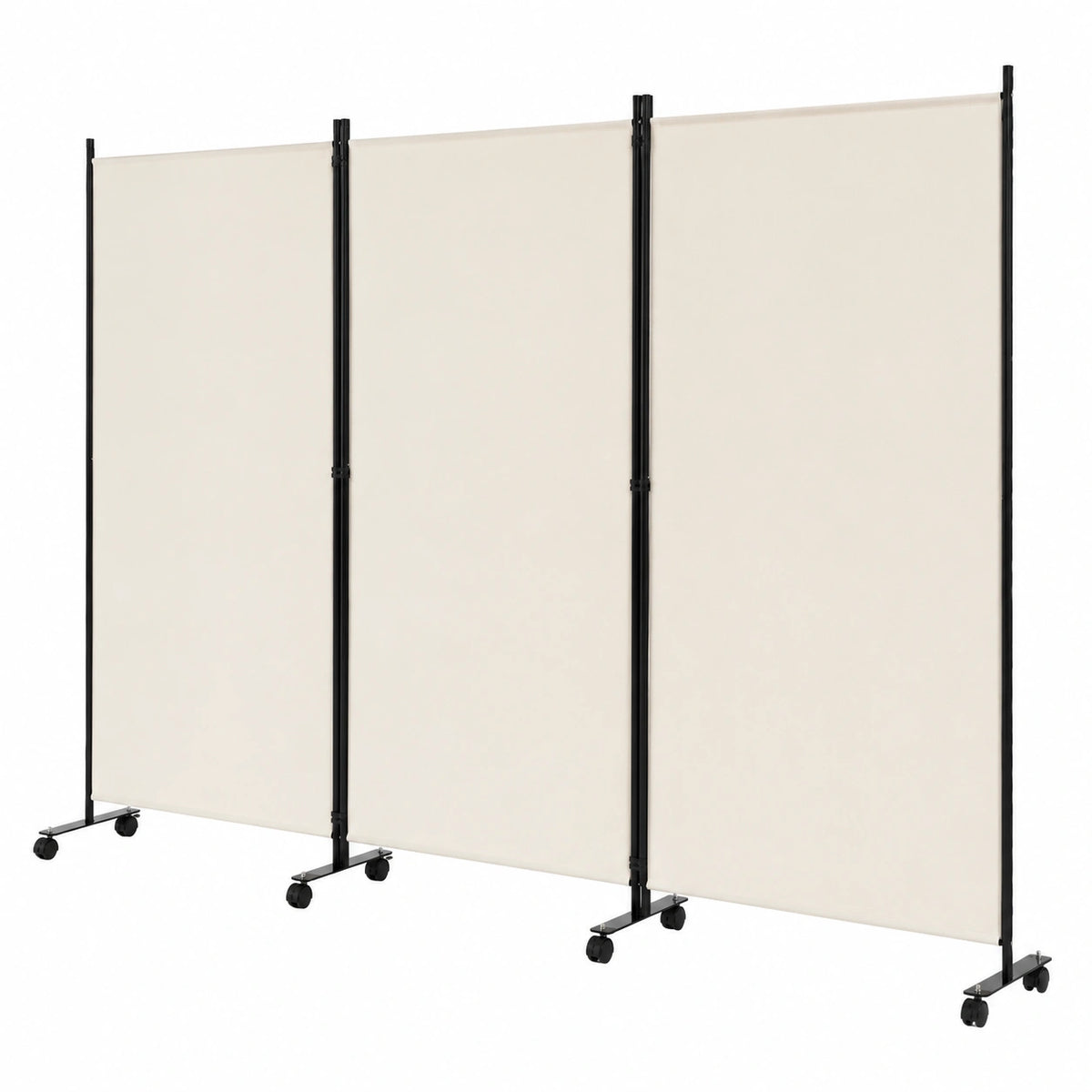 Pantalla Divisoria Plegable 3 Paneles con Ruedas, 262 x 180 cm, Beige