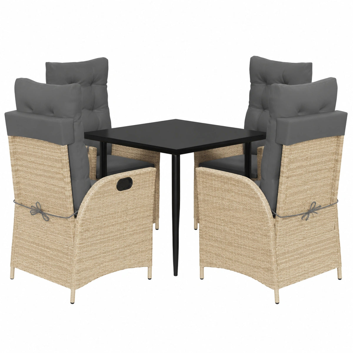 Conjunto de Comedor Exterior 5 Piezas con Cojines, Mesa y Sillas de Ratán Beige