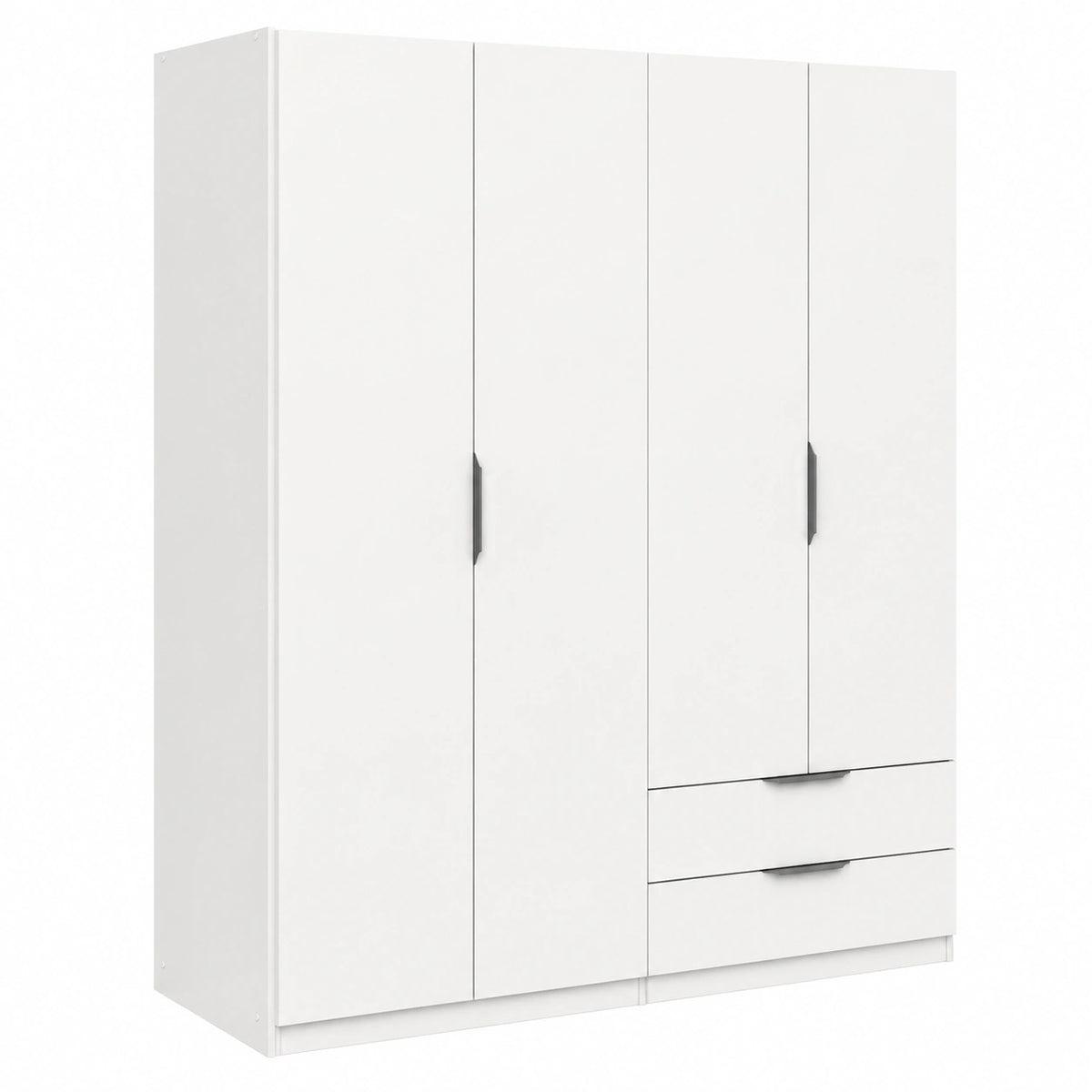 Armario Moderno Blanco Mate 4 Puertas y 2 Cajones, 157,3x51,1x203 cm