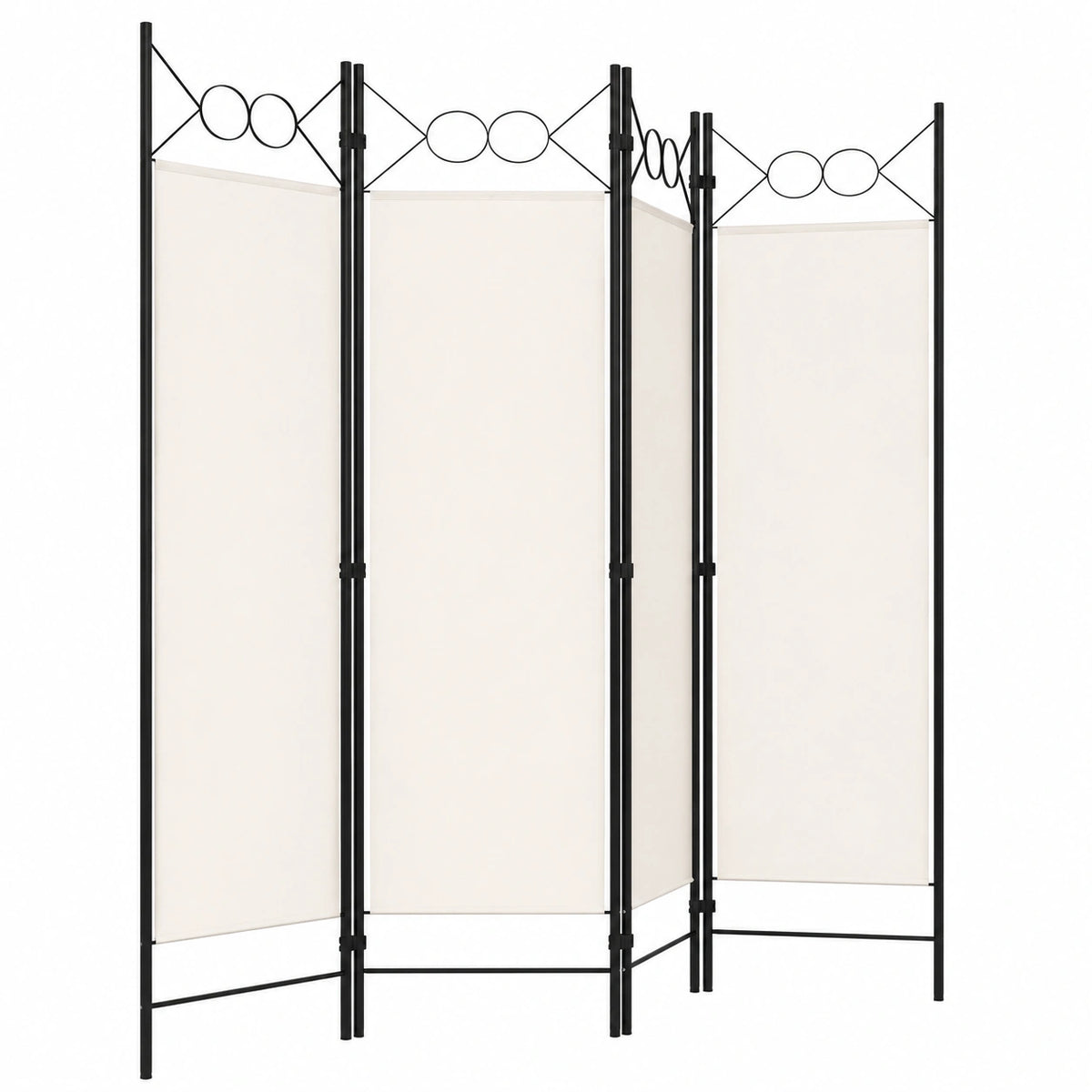 Separador de Ambientes de 4 Paneles, Biombo Elegante Plegable, 160 x 180 cm, Color Blanco Crema