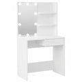 Mesa de Maquillaje LED con Espejo y Almacenamiento 74,5x40x141 cm Blanco