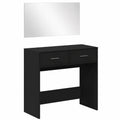 Tocador Negro con Espejo 80x39x80 cm para Maquillaje y Dormitorio