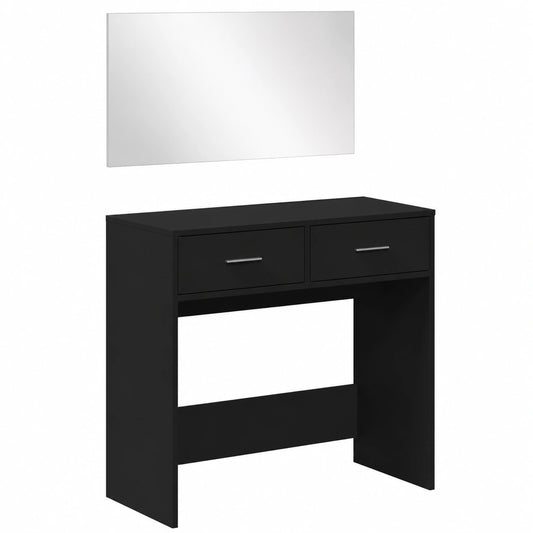 Tocador Negro con Espejo 80x39x80 cm para Maquillaje y Dormitorio
