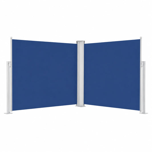 Mampara de Terraza Retráctil Azul, Lona PU, 100x1000 cm, Estructura de Hierro