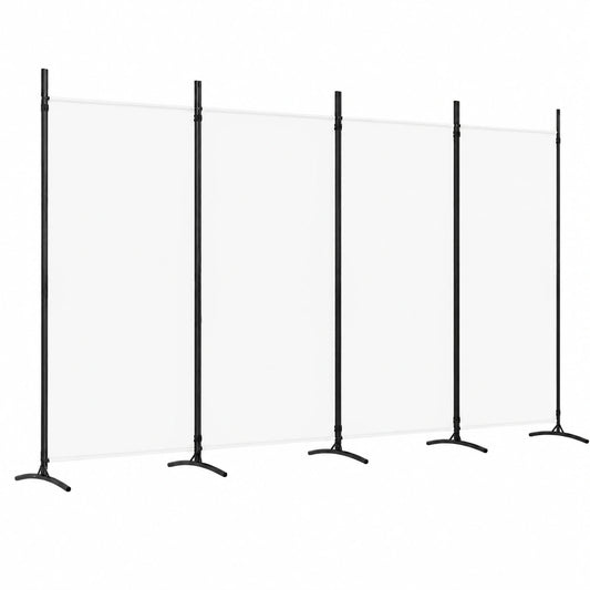 Biombo Plegable de Tela Blanca para Separación de Espacios - 4 Paneles