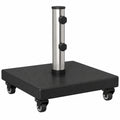 Soporte de Parasol Granito Negro 30 kg con Ruedas, Ajustable para Postes 38/48mm, Ideal para Exterior