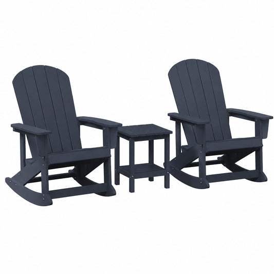 Conjunto de Sofás de Jardín HDPE Azul Marino, Muebles de Exterior, 3 piezas