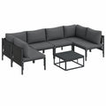 Conjunto de Sofás de Jardín Modernos de 7 Piezas con Cojines, Acero y Resistencia al Clima, Negro