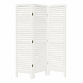 Biombo de Madera Blanco de 3 Paneles para Separación de Espacios, Ideal para Oficina
