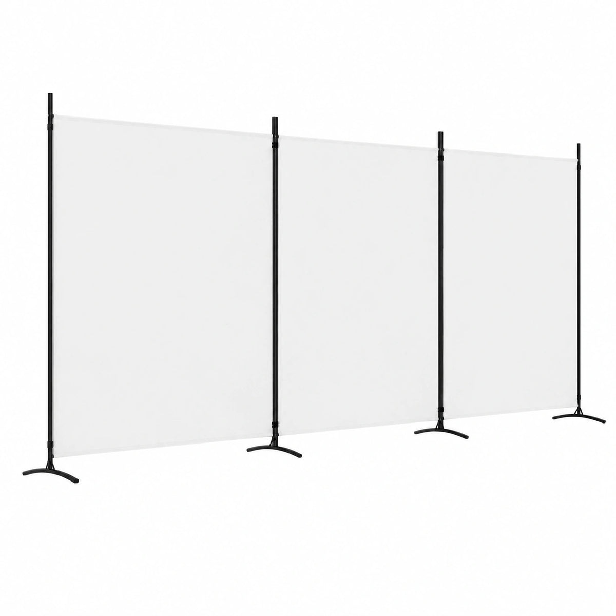 Biombo de 3 Paneles Plegable, Separador de Privacidad de Tela para Dormitorio, Oficina y Baño, 525 x 180 cm, Blanco