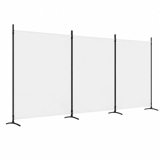 Biombo de 3 Paneles Plegable, Separador de Privacidad de Tela para Dormitorio, Oficina y Baño, 525 x 180 cm, Blanco