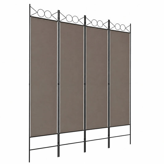 Biombo Plegable de 4 Paneles, Color Antracita, 160 x 198 cm