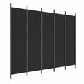 Separador de Ambientes 5 Paneles Plegable Negro para Oficina y Hogar
