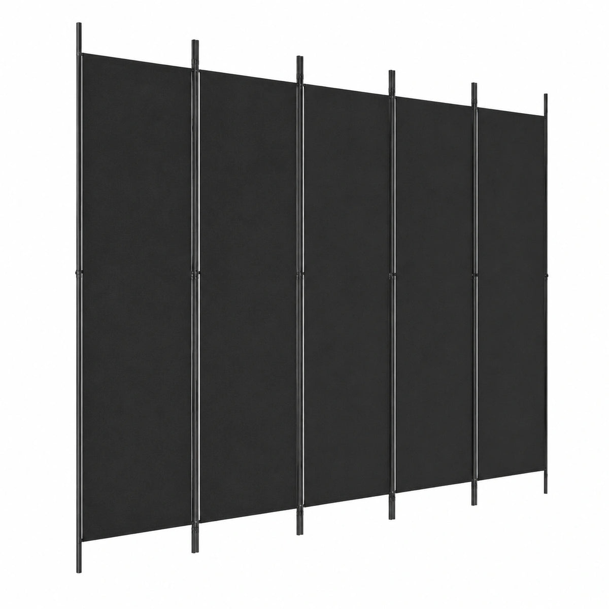Separador de Ambientes 5 Paneles Plegable Negro para Oficina y Hogar