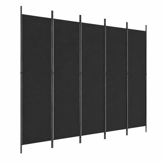 Separador de Ambientes 5 Paneles Plegable Negro para Oficina y Hogar