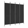 Biombo de 4 Paneles Negro para Separar y Decorar Espacios