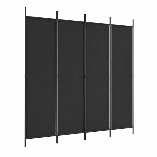 Biombo de 4 Paneles Negro para Separar y Decorar Espacios