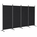 Separador de Ambientes Plegable 4 Paneles Tela Negra