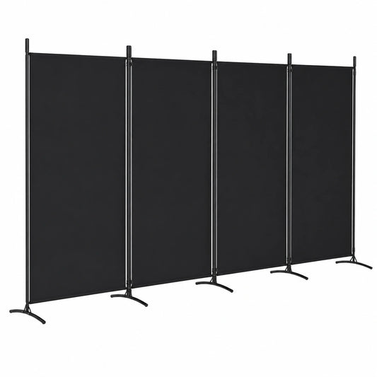 Separador de Ambientes Plegable 4 Paneles Tela Negra