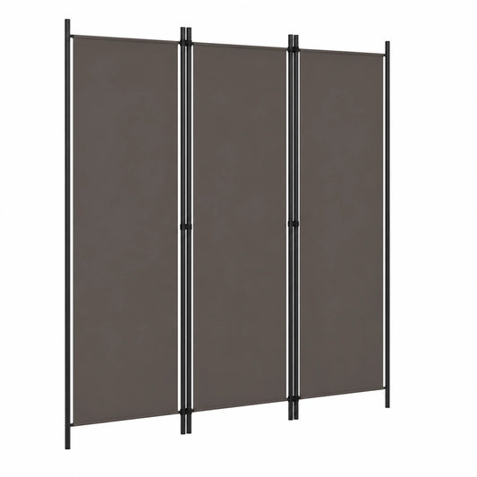 Biombo Plegable de 3 Paneles para Separación de Espacios, Gris Antracita, 150x180 cm