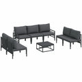 Conjunto de Sofás de Jardín Modernos de 8 Piezas Color Negro con Cojines de Acero