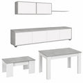 Conjunto de Sala Moderno con Acabado en Blanco y Cemento, Incluye Muebles y Mesas