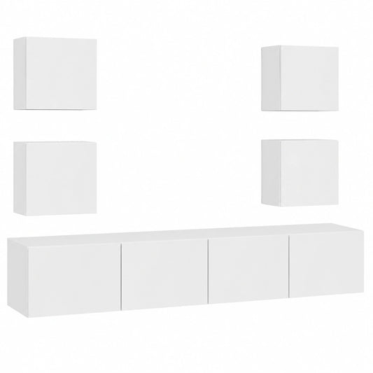 Conjunto de Muebles para TV con Almacenamiento, Sala de Estar Moderna, Aglomerado Blanco