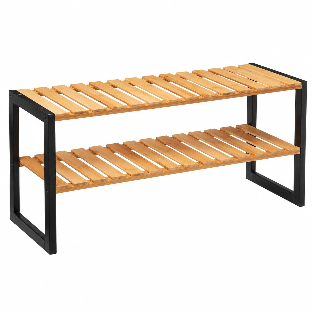 Zapatero Apilable de Bambú para 6 Pares, 2 Niveles, 70 cm - Ideal para Recibidor, Armario o Vestidor