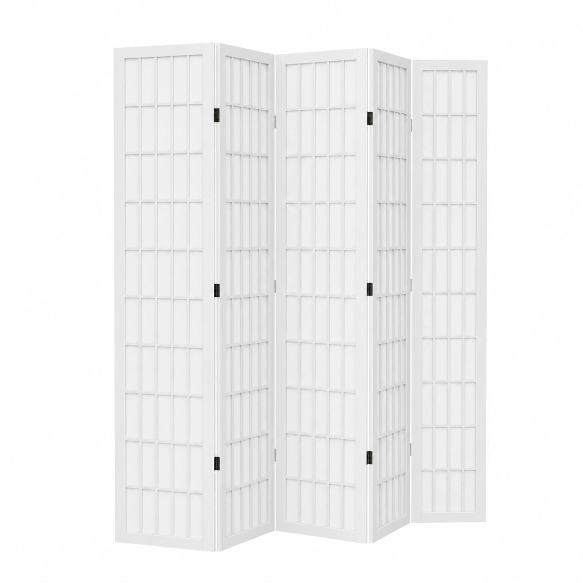 Separador de Ambientes de 5 Paneles en Madera Blanca Paulownia