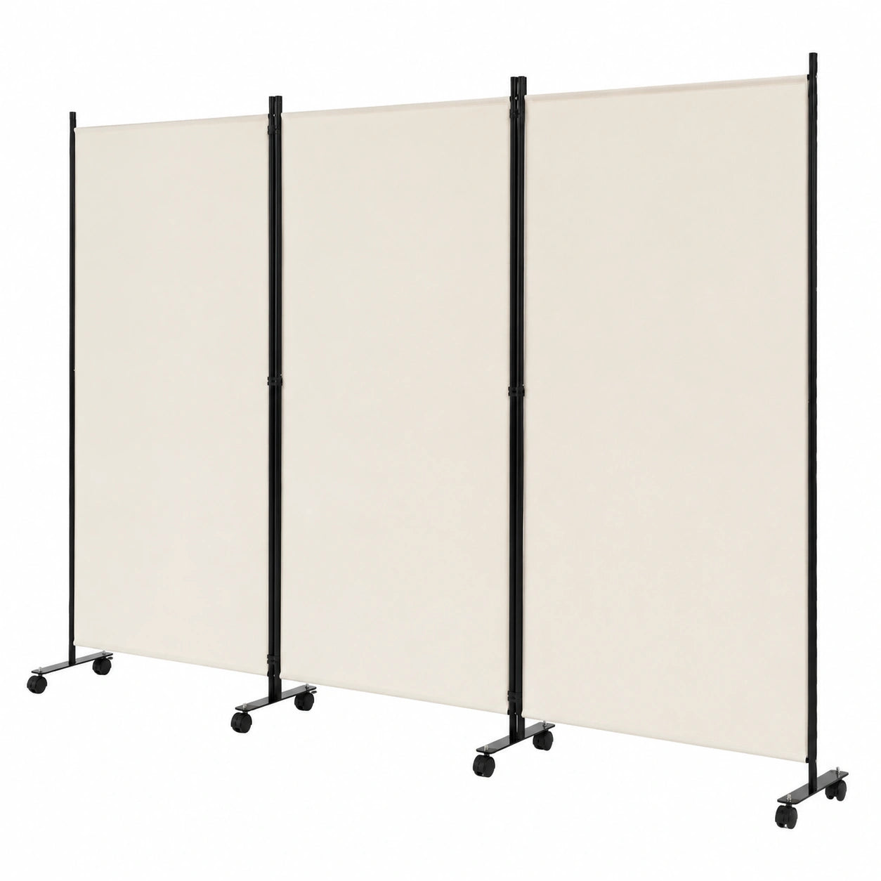Pantalla Divisoria Plegable 3 Paneles con Ruedas, 262 x 180 cm, Beige