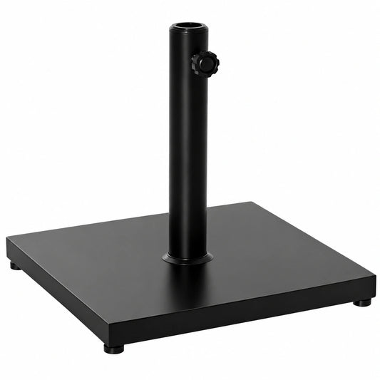 Base para Sombrilla de Jardín Outsunny Negra, 18 kg, Compatible con Postes de 35-48 mm, Ideal para Jardín y Patio 45x45x39 cm