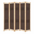 Homgoday Separador de Ambientes de Tela Plegable, 5 Paneles Marrones, 200x170 cm, Ideal para Oficina y Hogar