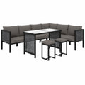 Conjunto de Sofás Modulares de Ratán Sintético para Jardín, 9 Piezas con Mesa y Cojines, Muebles de Exterior para Terraza