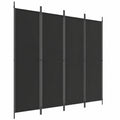 Biombo Plegable de 4 Paneles Homgoday, Separador de Ambientes Elegante, Divisor de Habitaciones Negro, 200x200 cm