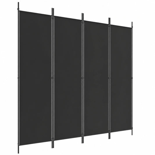 Biombo Plegable de 4 Paneles Homgoday, Separador de Ambientes Elegante, Divisor de Habitaciones Negro, 200x200 cm