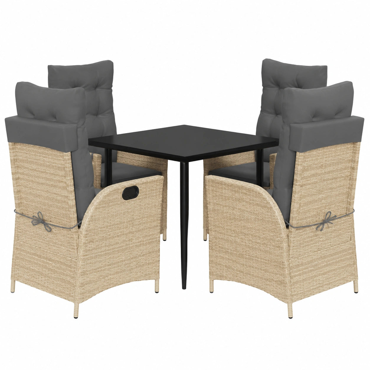 Conjunto de Comedor Exterior 5 Piezas con Cojines, Mesa y Sillas de Ratán Beige