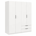 Armario Moderno Blanco Mate 4 Puertas y 2 Cajones, 157,3x51,1x203 cm