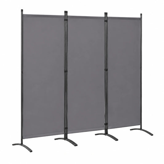 Separador de Ambientes Plegable de 3 Paneles, Estilo Elegante, 243x169 cm, Color Gris