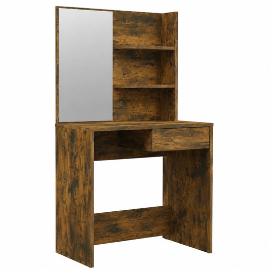 Mueble Tocador con Espejo y Cajones para Baño o Vestidor, Roble Ahumado