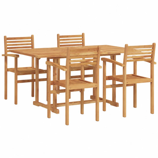 Conjunto de Comedor de Jardín de Madera de Acacia 5 Piezas para Exteriores