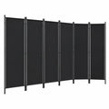 Divisor de Ambientes Plegable de 6 Paneles en Negro para Sala y Dormitorio 300x180 cm