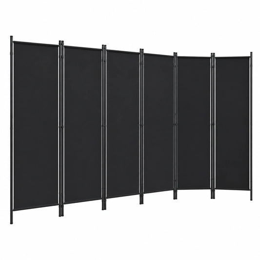 Divisor de Ambientes Plegable de 6 Paneles en Negro para Sala y Dormitorio 300x180 cm