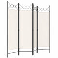 Separador de Ambientes de 4 Paneles, Biombo Elegante Plegable, 160 x 180 cm, Color Blanco Crema