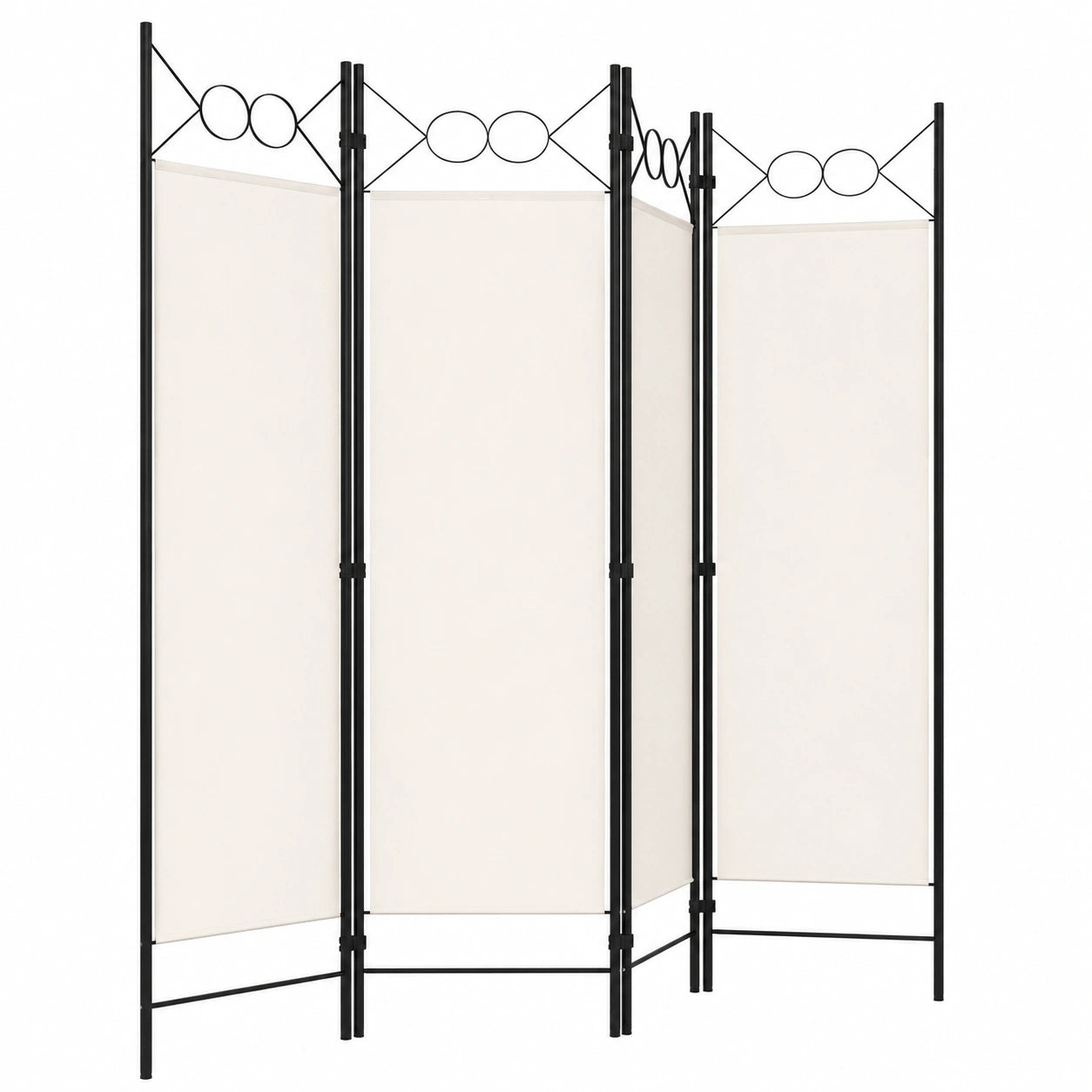 Separador de Ambientes de 4 Paneles, Biombo Elegante Plegable, 160 x 180 cm, Color Blanco Crema
