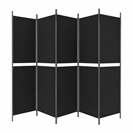 Separador de Ambiente de 5 Paneles Plegables en Negro, 250x220 cm